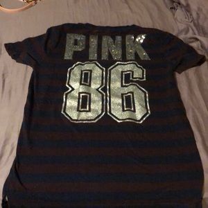 VS PINK bling navy and burgundy campus tee